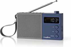 Nedis portable FM radio en klok en wekker 2,1W - 1500mAh accu / grijs/blauw