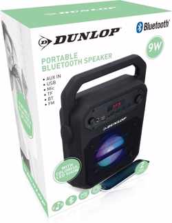 Dunlop Speaker - Bluetooth - 9W - FM-Radio - LED's - Zwart