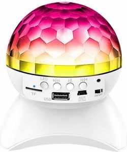 L-740 Draadloze speaker met disco licht - Roterende disco light - Multi-colour LED Light - Wit