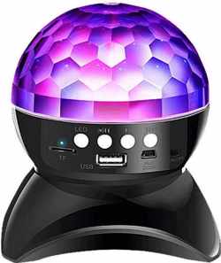 L-740 Draadloze speaker met disco licht - Roterende disco light - Multi-colour LED Light - Zwart