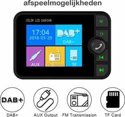 DAB+ Receiver Auto - Digitale Radio - Autoradio - Bluetooth - 2,5" Kleuren LCD - USB + TF-card + Aux aansluiting - Handsfree Carkit - FM Ontvanger Bluetooth - FM Zender - MP3 - incl Antenne -  DAB Autoradio - DAB+ Ontvanger