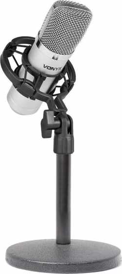 Studio microfoon - Vonyx CM400 studio condensatormicrofoon met shockmount en tafelstandaard - Ideaal voor studio of podcasts