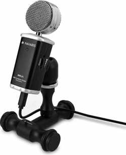 MM-01 USB-microfoon - retro-stijl cardioïde condensatormicrofoon voor podcast en home studio spraakopname op pc, laptop, desktopcomputer - zwart