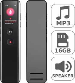 Trendfield Voice Recorder Digitaal - Audio Recorder - Opname Apparaat - Spraak en Muziek Recorder met Ingebouwde Microfoon - 16 GB - MP3 en WAV - Zwart