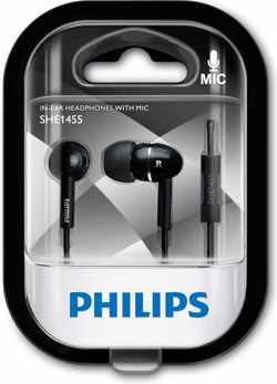 Philips SHE1455BK/10 hoofdtelefoon/headset Hoofdtelefoons In-ear Zwart