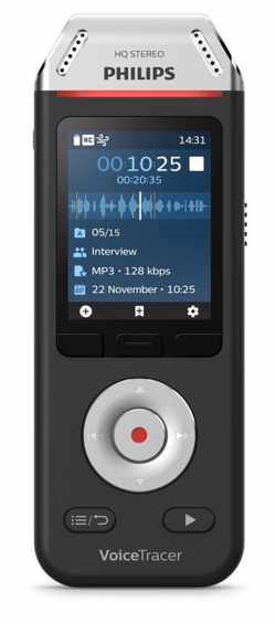 Philips Voice Tracer DVT2110/00 dictaphone Flashkaart Zwart, Chroom