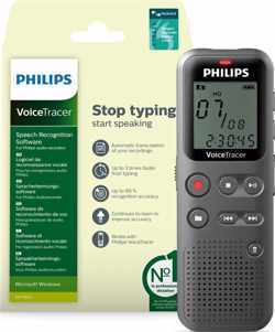 Philips VoiceTracer Audio recorder DVT1115 | Mono PCM | USB | Spraakherkeningsoftware - Recorder Edition (Windows)