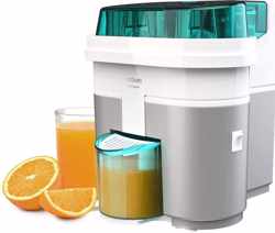 Twice White elektrische citruspers, 90 W, dubbele kop en snijder, vruchtvleesfilter, glas 500 ml, vaatwasmachinebestendige onderdelen (4145)