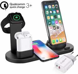 4 in 1 Draadloze Apple Oplader + Fast Charge Adapter - Oplaadstation iPhone - Qi Draadloze Oplader - Apple Watch - AirPods & iPhone oplader