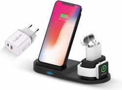 Draadloze Apple Oplader 3 in 1 + Fast Charge Adapter - Oplaadstation iPhone - Qi Draadloze Oplader - Apple Watch, AirPods & iPhone oplader