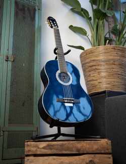 Bluetooth speaker - gitaar classic - blauw hoogglans - 4/4 - industrieel