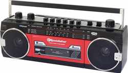 Roadstar Retro Radio – USB Ghetto Blaster met Bluetooth – Zwart/Rood