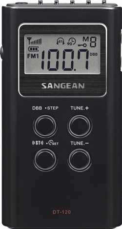 Sangean Pocket 120 - DT-120 - Zakradio, AM/FM, batterijen - Zwart