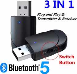 Bluetooth 5.0 USB transmitter en receiver - USB stick - zender en ontvanger - Audio/TV/Koptelefoon/Luidspreker/Audio auto/Box/Speaker/Surround set/ Aux kabel  - Compact