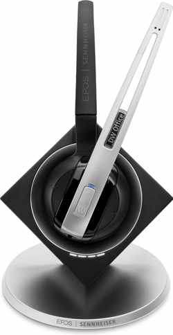 Sennheiser DW 10 USB Office Monauraal oorhaak, Hoofdband Zwart, Geborsteld staal hoofdtelefoon
