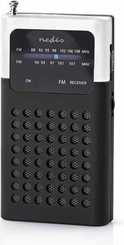 Nedis portable FM-radio 1,5W / zwart/wit
