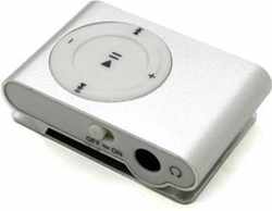 Mini MP3 speler + clip, oordopjes en kabel (tot 8 GB) - zilver
