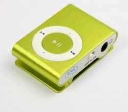 Mini MP3 speler + clip, oordopjes en kabel (tot 8 GB) -groen