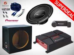 1400W Pioneer Subwoofer + MDF Kist + Pioneer Versterker + Kabelset + Carholder