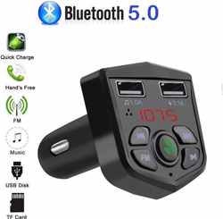 WVE Goods FM Transmitter Bluetooth Draadloze Carkit 2020 / MP3 Speler Mobiel / Handsfree Bellen in de Auto / AUX input / Lader / USB Flash drive / Muziek / Audio / Radio / Carkit