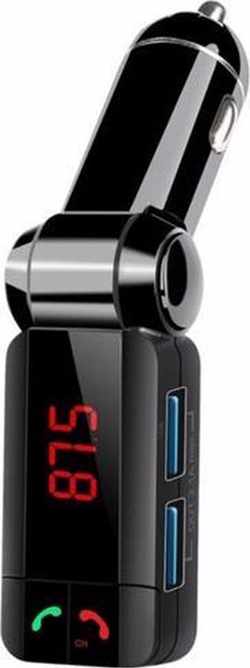 GadgetBay Draadloze Bluetooth 2.0 Handsfree Sigarettenplug Autolader Dual USB FM Transmitter Carkit - Zwart