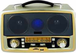 Retro Design Radio - Nostalgie - Gold Goud Beige - Vintage -  Bluetooth - Speaker - Oplaadbaar - Bluetooth - USB - SD/TF - FM/AM/SW 3 Band .