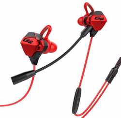 Gaming In-ear oordopjes met Microfoon - PC - PS4 - Mobiel - Tablet - Laptop - Zwart - rood/grijs