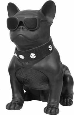 Franse Bull Dog Speaker CH-M10 - Draadloze Portable Bluetooth Speaker - USB Poort - Radio - Micro SD - 25 cm - Zwart