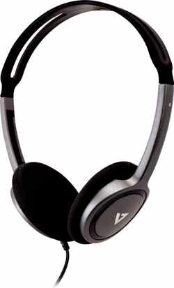 V7 HA310-2EP hoofdtelefoon/headset Hoofdtelefoons Hoofdband Zwart, Zilver 3,5mm-connector