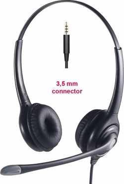 VH618D Duo Headset / hoofdtelefoon voor vaste- of mobiele telefoons met 3,5 mm aansluiting