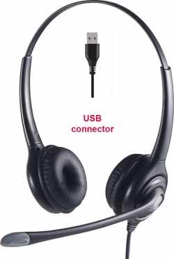 VH618D Duo Headset / hoofdtelefoon met USB-aansluiting voor bellen via de computer of vaste telefoon