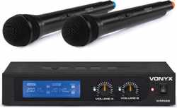 Draadloze microfoonset - Vonyx WM522 draadloze VHF microfoonset met 2 handmicrofoons