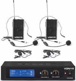 Draadloze microfoon - Vonyx WM522B draadloze microfoonset met 2 headsets en bodypacks