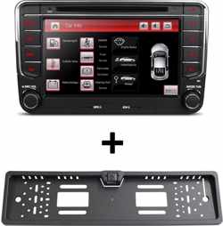 Voltario® RNS 510 autoradio voor Volkswagen Seat Skoda met Nederlandse Navigatie en Bluetooth carkit - Gratis RNS kenteken-achteruitrijcamera met nachtzicht - Gratis 8GB sd kaart - Met Mirrorlink en Apple carplay functies