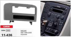 1-DIN VOLVO S80 1999-2005 w/pocket afdeklijst / installatiekit Audiovolt 11-436