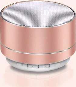 Compacte mini bluetooth speaker - 3W - roze Metalen uitvoering met ingebouwde microfoon en micro SD kaart